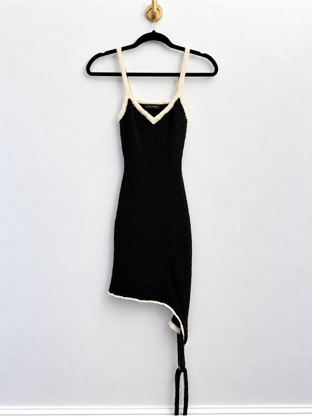 JLUXLABEL Black & Cream Textured Asymmetrical Dress – Size Small